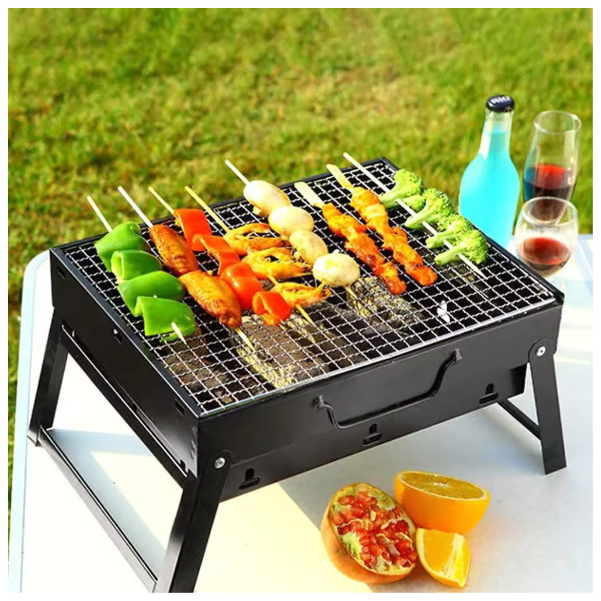 Barbacoa Portátil para Carbón de Acero